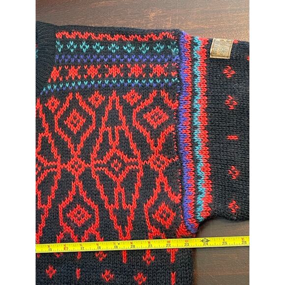 Vintage Sportique Norwegian Design Sweater 100% Wool Large Fair‎ Isle Apres Ski - Picture 8 of 10